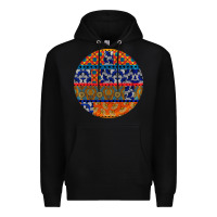 Black african fabric pattern round earrings Premium Hoodie - BundleAndBundleShop