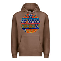 Chestnut african fabric pattern round earrings Premium Hoodie - BundleAndBundleShop