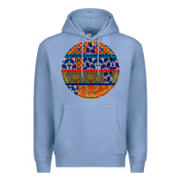 Colony Blue african fabric pattern round earrings Premium Hoodie - BundleAndBundleShop