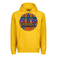 Lemon african fabric pattern round earrings Premium Hoodie - BundleAndBundleShop