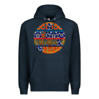 Navy african fabric pattern round earrings Premium Hoodie - BundleAndBundleShop