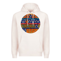Pale Pink african fabric pattern round earrings Premium Hoodie - BundleAndBundleShop