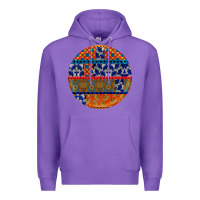 Purple african fabric pattern round earrings Premium Hoodie - BundleAndBundleShop