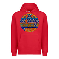 Red african fabric pattern round earrings Premium Hoodie - BundleAndBundleShop