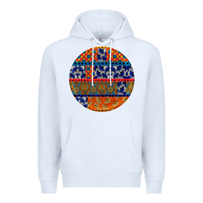 African Fabric Pattern Round Earrings Premium Hoodie by BundleAndBundleShop | Teevron