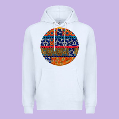 African Fabric Pattern Round Earrings Premium Hoodie Designed By Bundleandbundleshop