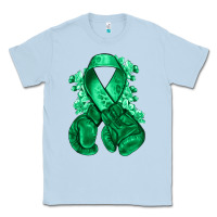 Dusty Blue Emerald green ribbon Liver Cancer boxing gloves Classic Tee - NancyCooperArtShop