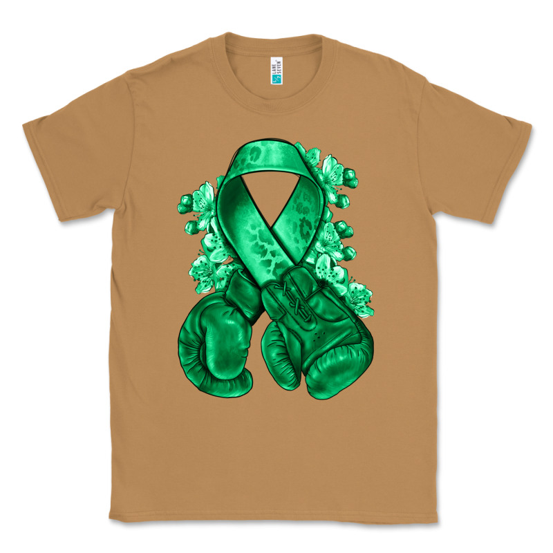 Emerald Green Ribbon Liver Cancer Boxing Gloves Classic Tee by NancyCooperArtShop | Teevron