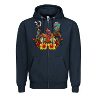 Navy farm life rooster Zipper Hoodie - SublimationCraftShop