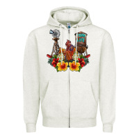 Oatmeal Heather farm life rooster Zipper Hoodie - SublimationCraftShop