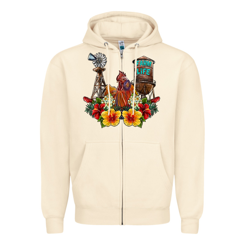 Farm Life Rooster Zipper Hoodie by SublimationCraftShop | Teevron
