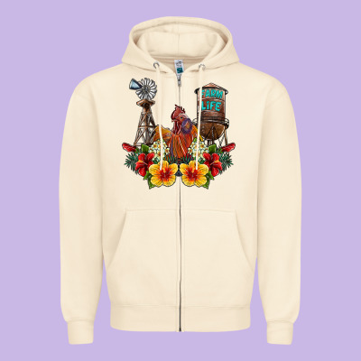 Farm Life Rooster Zipper Hoodie Designed By Sublimationcraftshop