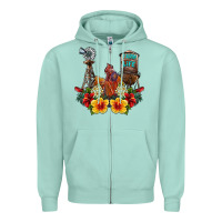 Seafoam farm life rooster Zipper Hoodie - SublimationCraftShop