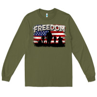 Army Green Freedom 4th of july Long Sleeve Tee - CowGirlArtShop