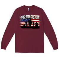 Burgundy Freedom 4th of july Long Sleeve Tee - CowGirlArtShop
