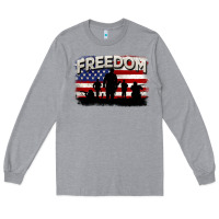 Heather Grey Freedom 4th of july Long Sleeve Tee - CowGirlArtShop
