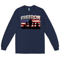 Navy Freedom 4th of july Long Sleeve Tee - CowGirlArtShop