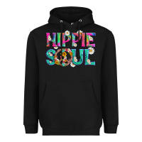 Black hippie soul with tie dye and flowers Heavyweight Hoodie - Artiststas
