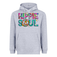 Heather Grey hippie soul with tie dye and flowers Heavyweight Hoodie - Artiststas
