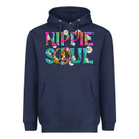 Navy hippie soul with tie dye and flowers Heavyweight Hoodie - Artiststas