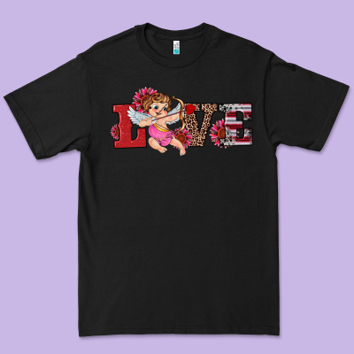 Valentine's Day Cupid Sunflowers Love Premium Tee Designed By Ranaportraitstore