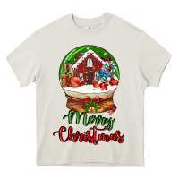 Cream Merry Christmas Heavy Core Tee - LillyAllenDesigns