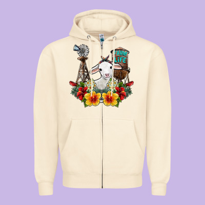Farm Life Sheep Zipper Hoodie Designed By Sublimationcraftshop