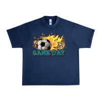 Navy Game day Soccer leopard flames fireball Urban Heavy Tee - HowdyJamesFarm
