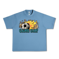 Pebble Blue Game day Soccer leopard flames fireball Urban Heavy Tee - HowdyJamesFarm