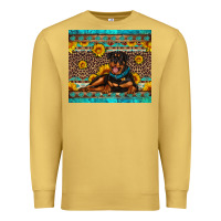 Antique Gold Rottweiler with western background Premium Sweatshirt - Artiststas