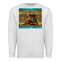 Oatmeal Heather Rottweiler with western background Premium Sweatshirt - Artiststas
