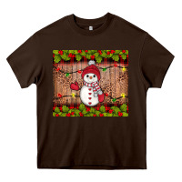 Chocolate Brown snowman Christmas Heavy Core Tee - JahusDesignShop