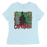 Baby Blue Just A Girl Who Loves Christmas Ladies Tee - Bettercallsaul