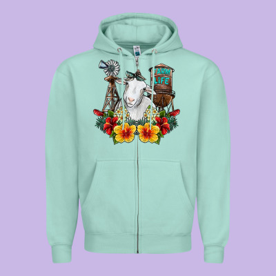 Farm Life Sheep Zipper Hoodie Designed By Sublimationcraftshop