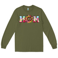 Army Green Tie dye sunflower Mom Mother's Day Long Sleeve Tee - HowdyJamesFarm