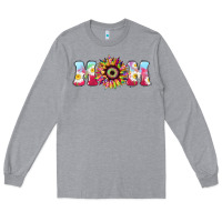Heather Grey Tie dye sunflower Mom Mother's Day Long Sleeve Tee - HowdyJamesFarm