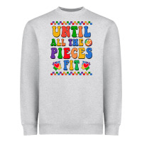 Heather Grey Until all the pieces fit Heavyweight Sweatshirt - CowhideDigitalArt