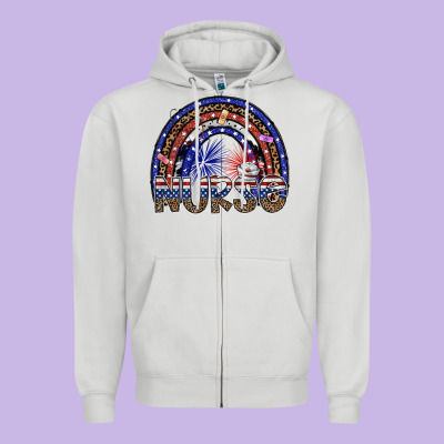 American Nurse Zipper Hoodie Designed By Sublimationcraftshop