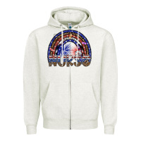 Oatmeal Heather american nurse Zipper Hoodie - SublimationCraftShop