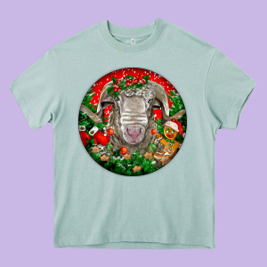 Christmas Rambouillet Sheep Heavy Core Tee Designed By Lillyallendesigns