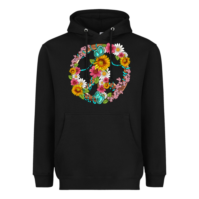 Floral Peace Sign With Gemstone Heavyweight Hoodie by Artiststas | Teevron