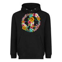 Black floral peace sign with gemstone Heavyweight Hoodie - Artiststas