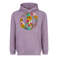 Lavender floral peace sign with gemstone Heavyweight Hoodie - Artiststas