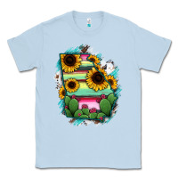 Dusty Blue Georgia Map Sunflower Cactus Serape Classic Tee - RanaPortraitStore