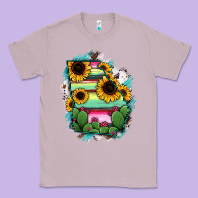 Georgia Map Sunflower Cactus Serape Classic Tee Designed By Ranaportraitstore