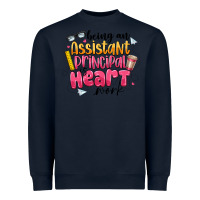 Navy Being an Assistant Principal is Heart Work Heavyweight Sweatshirt - CowhideDigitalArt