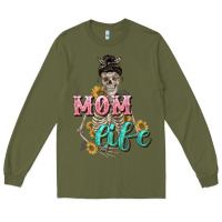 Army Green Mom life with skull Mother's Day Long Sleeve Tee - CowGirlArtShop