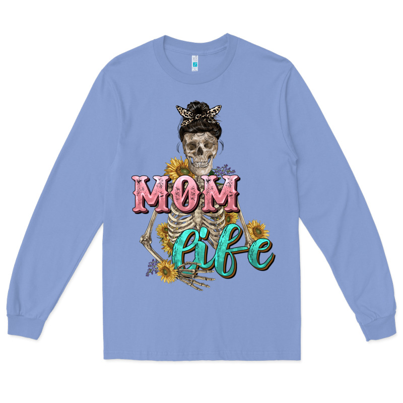 Mom Life With Skull Mother's Day Long Sleeve Tee by CowGirlArtShop | Teevron