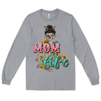 Heather Grey Mom life with skull Mother's Day Long Sleeve Tee - CowGirlArtShop