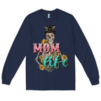 Navy Mom life with skull Mother's Day Long Sleeve Tee - CowGirlArtShop